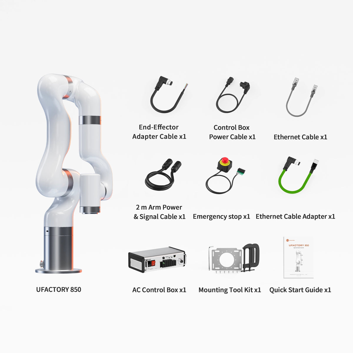 UFACTORY 850 Packing List( AC Control Box_2 m Signal & Power Cables)