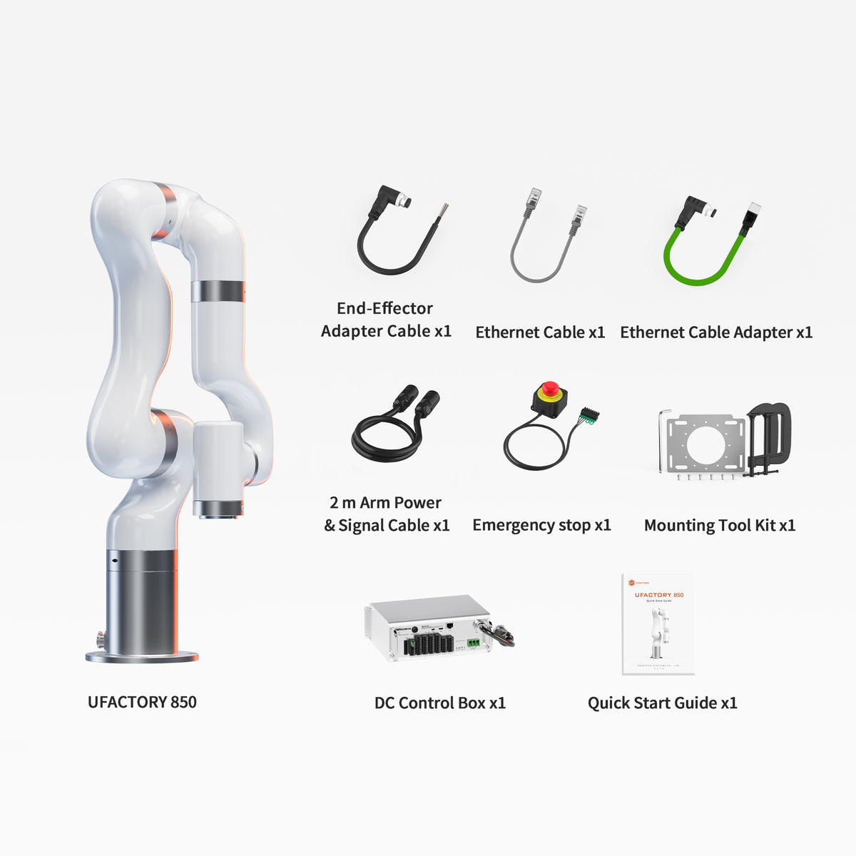 UFACTORY xArm 850  Packing List( DC Control Box_2 m Signal & Power Cables)