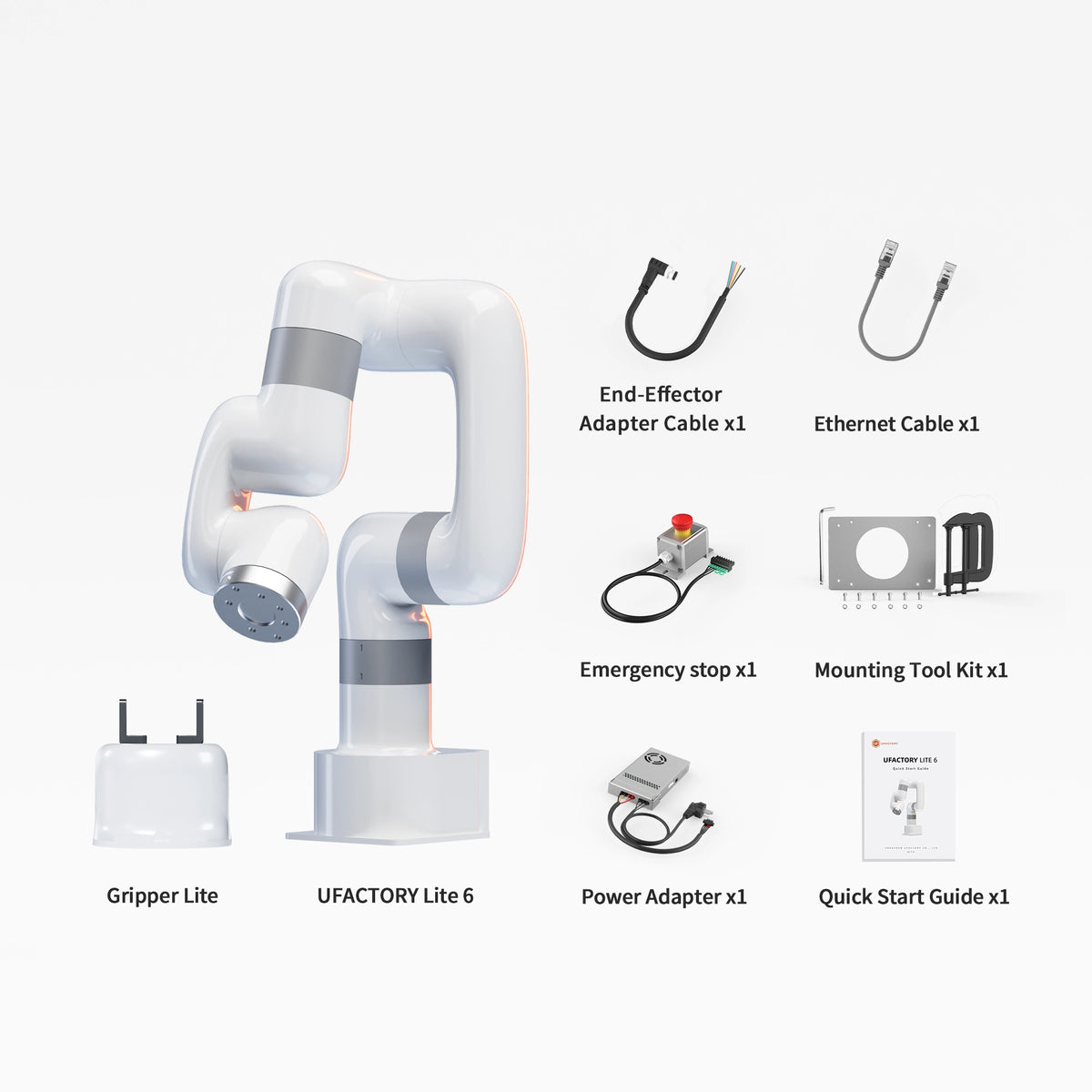 UFACTORY Lite 6 Packing List（With Gripper Lite）