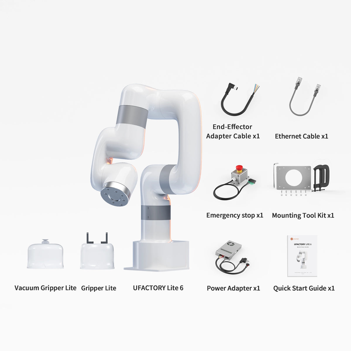 UFACTORY Lite 6 Packing List（With Vacuum Gripper Lite &  Gripper Lite）