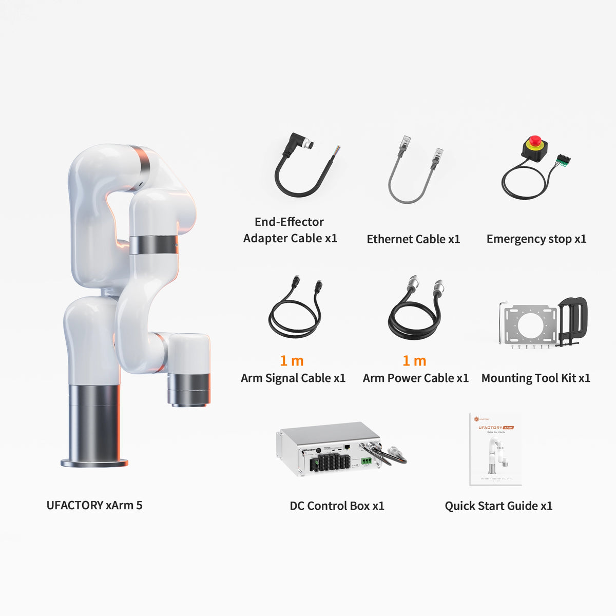 UFACTORY xArm 5  Packing List( DC Control Box_1 m Signal & Power Cables)