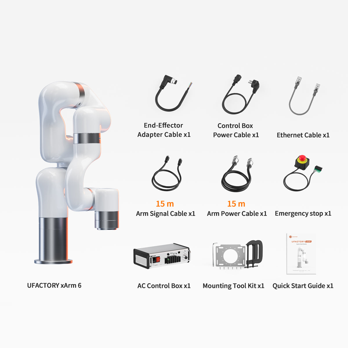 UFACTORY xArm 6  Packing List( AC Control Box_15 m Signal & Power Cables)