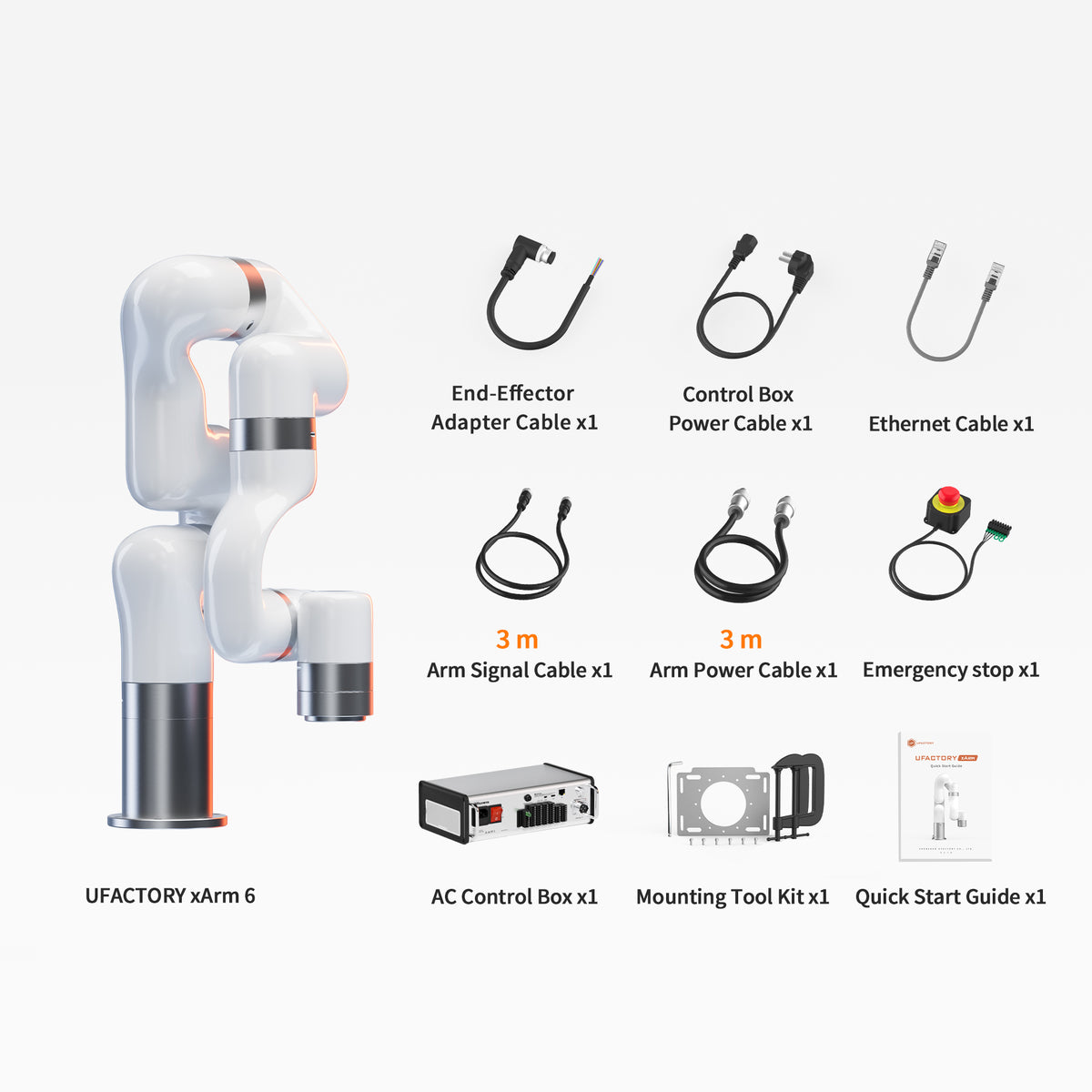 UFACTORY xArm 6  Packing List( AC Control Box_3 m Signal & Power Cables)