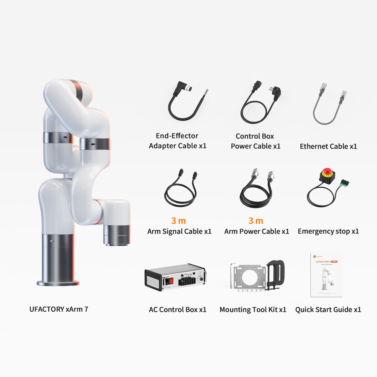 UFACTORY xArm 7 Packing List( AC Control Box_3 m Signal & Power Cables)