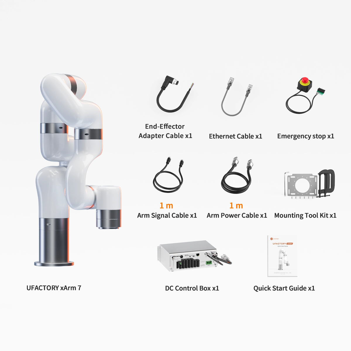 UFACTORY xArm 7  Packing List( DC Control Box_1 m Signal & Power Cables)